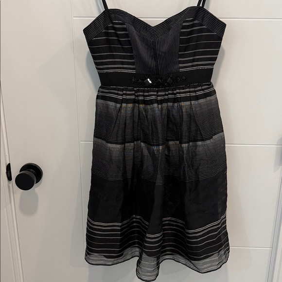 BCBGMaxaria Black Striped Spaghetti‑Strap Dress size 0 - Picture 3 of 9